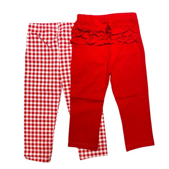 The Children's Place Bundles Gingham & Solid Ruffle Red Pant 18-24M - Picture 1 of 5
